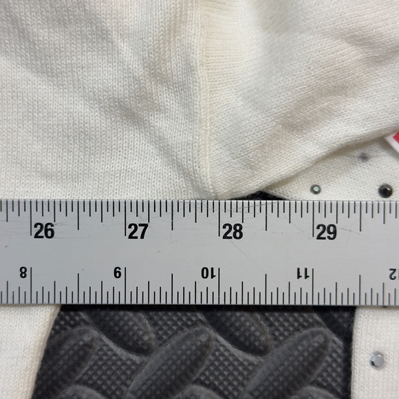 Bisou Bisou Michele Bohbot Sweater Women's XL Cream Studded Long Sleeve Pullover - Picture 7 of 8